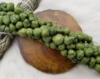 Apple Green Dyed Turquoise Bead Nuggets 10-20mm, 14 Inch Strand