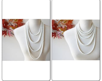 Pearl Statement Necklace, Multi Strand Pearl Necklace, Multistrand Pearl Necklace, Layered Pearl Necklace, Pearl Bridal Necklace