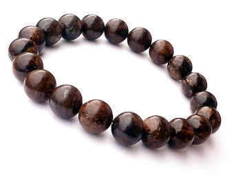 10mm Bronzite Bracelet, Brown Mens Bracelet, Brown Jewelry Mens, Brown Gemstone Bracelet Men, Mens Beaded Bracelet, Brown Mala Beads Jewelry