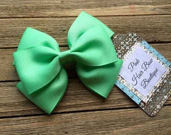 Mint green hair bow , 4 inch hair bow , mint boutique hair bow , toddler hair bow , hair bows for girls