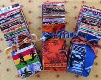 West African Fabric Strip Roll (2.5" x 44") of 40 different 100% cotton fabrics
