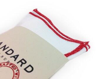 White Pocket Square surged with Red Trim