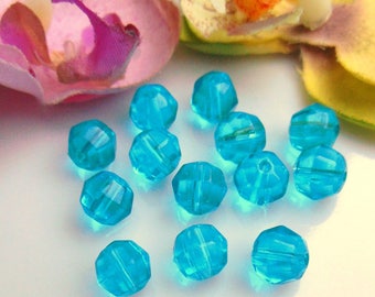 10 pearls 8mm blue Czech glass fire polished