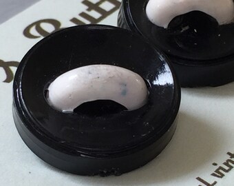 Vintage Buttons - black plastic