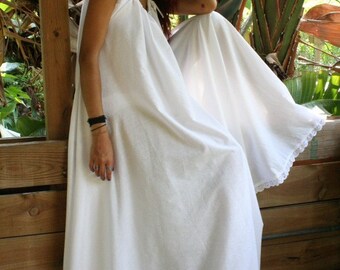 White Cotton Full Swing Bridal Wedding Lingerie Romance Honeymoon Dream Nightgown Sleepwear