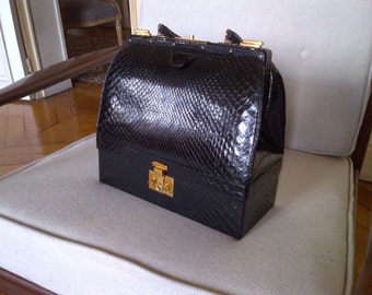 Vintage python Leather Hermes bag in perfect condition with keys 28cm size