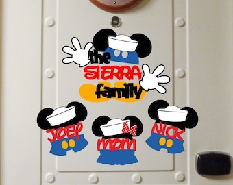 Sailor Family Bundle - Personalized Mickey and Minnie Mouse - Disney Cruise Magnet - Door Magnets