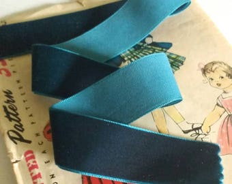 Dark Teal Blue Velvet Ribbon for Bows, Floral, and Millinery 1"