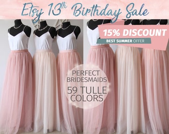 Bridesmaids Dress Tulle Skirt Long Floor Length Women's Tulle Skirt Women Tulle Skirt Wedding Long Blush Pink Ivory Tulle Dress