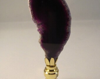 Lamp Finial-Natural PURPLE/AMETHYST AGATE-Brass Base