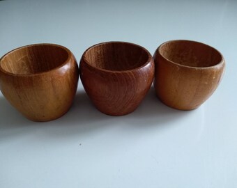 Vintage Wooden cups. Egg Cups . Easter Egg Cups. Retro Kitchen. Set of 3