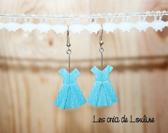 Blue origami dress earrings