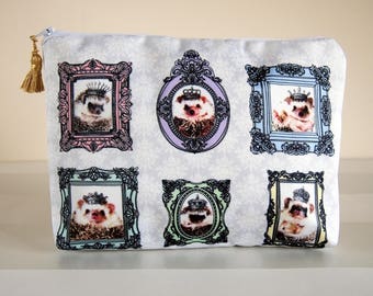Hedgehog zip bag,Hedgehog makeup bag,Hedgehog cosmetic bag,Hedgehog toiletry bag,Mothers day gift, Hedgehog gift,Gift for her,Victorian