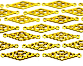 50 pcs 7x25 mm Raw Brass Diamond Charms
