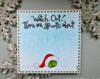SALE. Reduced to Clear. Clearance. Cheap Funny Christmas Cards. Handmade Brussel Sprout Holiday Card. Vegetarian Vegan Cute Christmas Card