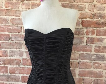 Size XS / Black FOH Corset / Fan Lacing / Vintage 1980s Lingerie / Frederick's of Hollywood / sfGirl Shop