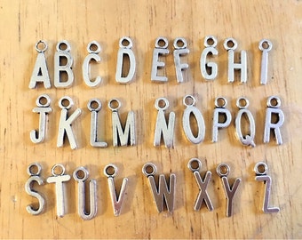 Your Choice! Silver Letter Charms, wine charms, charms for jewery making, silver charms, alphabet charms, name jewelry, monogram jewelry