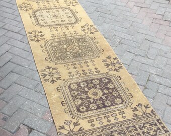 Free shipping.078x372cm.—-30.71x146.46inc. Runner rug. Long runner rug. Unique motifs. Turkish wool rug. Pastel runner rug. Boho runner rug.