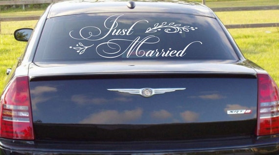 Just Married Car Window Wedding Vinyl Decal Wall Art Love