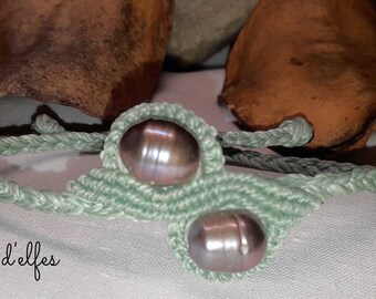 Cultured Pearl genuine macrame bracelet.