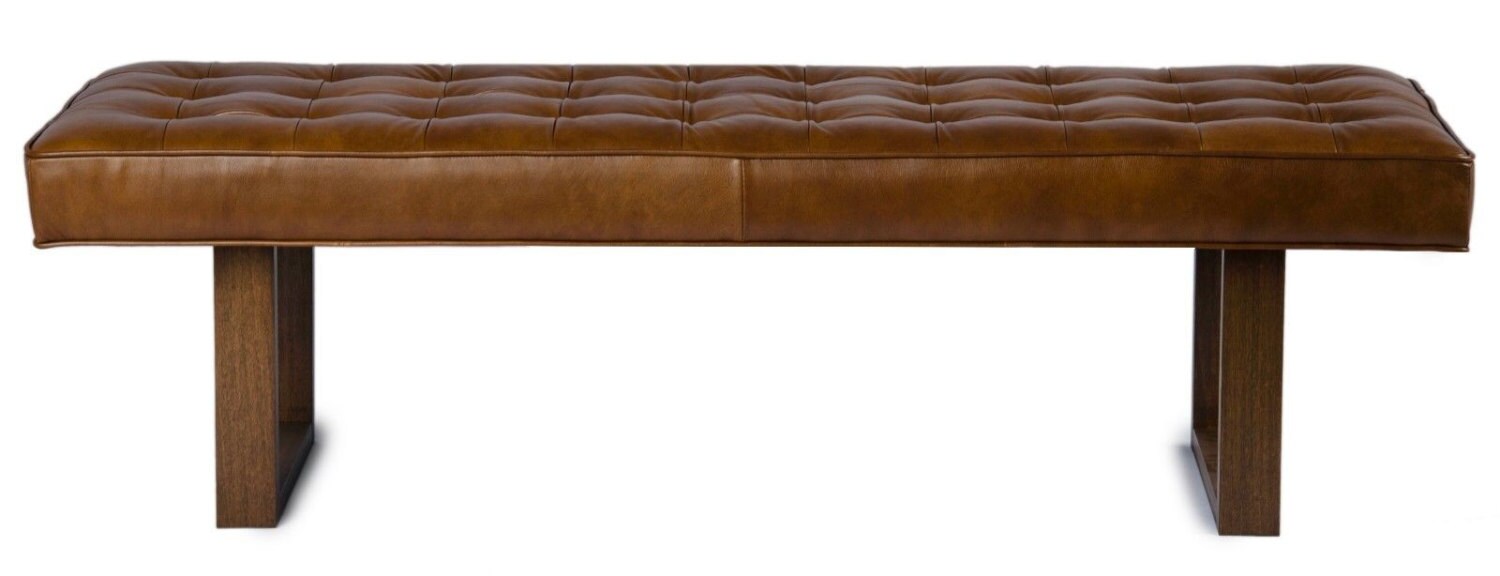 Retro  Modern Genuine Leather Bench, Ottoman, Coffee Table