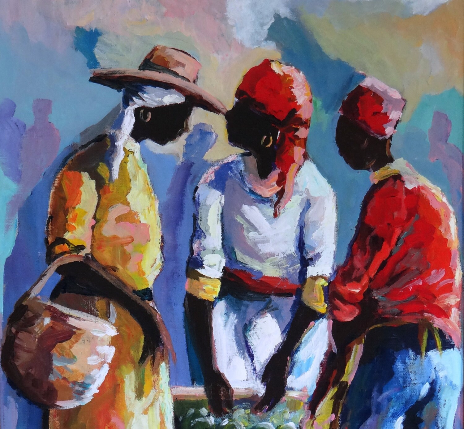 Errol Allen Jamaica's master painter Market Scene