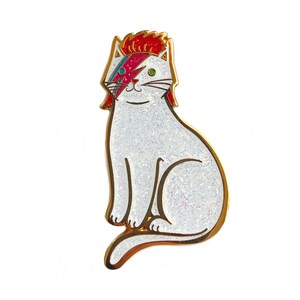 Bowie Cat Enamel Pin - ALL Glitter Bowie Cat Pin -Glitter Cat Pin - Kitty Stardust