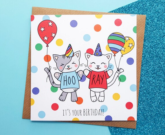 cats birthday card handmade cute cats birthday card