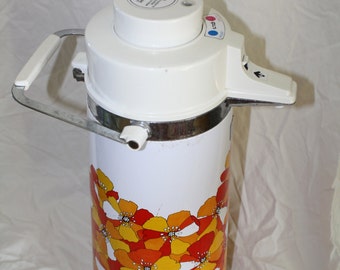 King Air Pot Coffee Thermos Pot Red Orange Yellow Flower Coffee Server Beverage Dispenser
