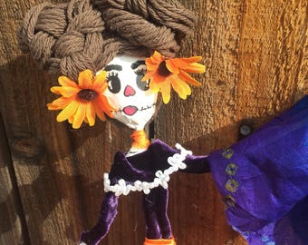 Dia de los muertos papermache skeleton doll