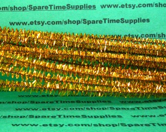 Tinsel Stems - gold - 6mm x 12” - 48 pcs - Fibre Craft - #3250-61