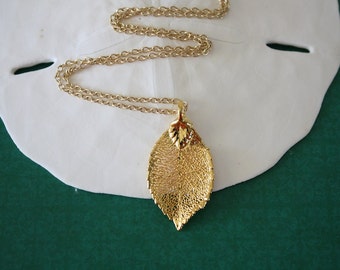 Gold Rose Leaf Necklace, Real Leaf Necklace, Rose Leaf, Gold Rose Leaf, LC85