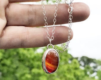 Simple Sterling and Carnelian Stone Pendant