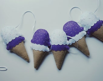 Icecream Garland - icecream nursery garland handmade using felt, with hand sewn sprinkle detail