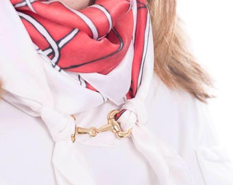 Equestrian / Horse Bit Scarf Ring for RedCat Silk Scarves, Available in Gold or Silver colour, Scarf Slider, Scarf Bail. Scarf Jewelry, Gift