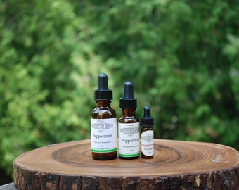 Peppermint essential oil, 100% pure essential oil, aromatherapy-soap supplies- essential oil diffuser, 1oz-1/2oz-dram