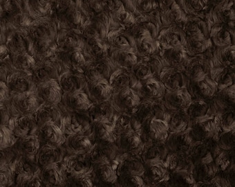 Brown Rosebud Cuddle Minky Fabric, Sold by The Yard
