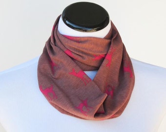 Kids infinity scarf cognac burgundy maroon deer fawn circle scarf for children - deer loop toddler infant scarf - gift for boy and girl