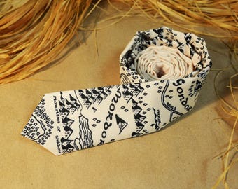 The Lord of the Rings Necktie - Middle Earth Map Tie - Mordor Necktie - Geek Gift