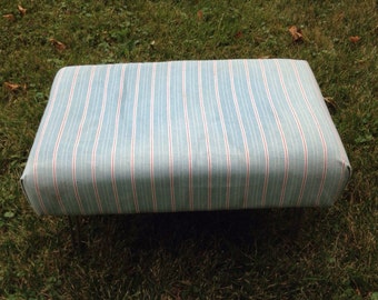 Vintage footstool, vintage ottoman • hairpin legs