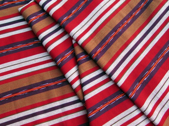 Guatemalan Fabric in Brown Red and Purple Stripes