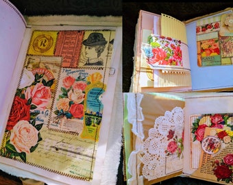 Shabby vintage open theme junk journal in summery colors_Imagine