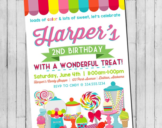 Printable Personalized Candy Birthday Party Cupcake Topper
