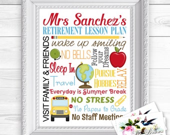 Personalized / Custom Gift Retirement Teacher, Principal, Administrator, Aide, Tutor, Subway Style Wall Art Sign 8x10" Any Name