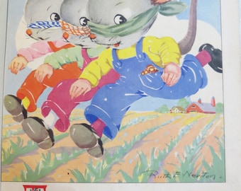 Vintage Ruth Newton Nursery Rhyme Book Print-Three Blind Mice