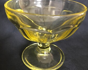 Vaseline glass candy dish citrine colour