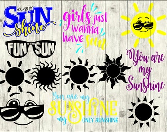 Sun SVG Bundle, Sunshine SVG bundle, Sun cut file, Sun clipart, Sun svg files for silhouette, Sun files for cricut, Sun svg, Sun dxf, eps