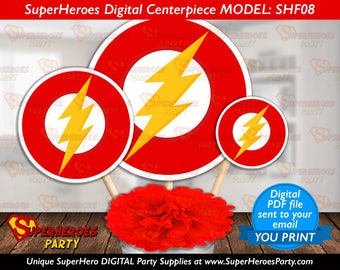 The flash logo party supplies decor birthday party boy Instant Download yellow red logos decorations gordon digital PDF files YOU PRINT