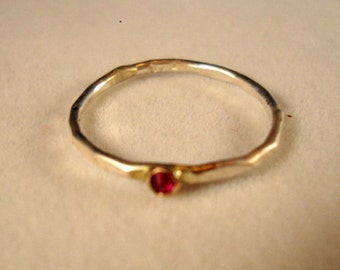 A Teensy Pink Ruby in 10k gold and sterling silver ring - READY to MaiL size 5.5 - SALE eco-friendly and conflict free -I made in USA