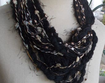 Black, Grey, Beige, Glitz Infinity Scarf